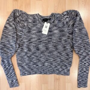 Ted Baker London | NWT Valma Marl Knit Jumper; puff sleeve gray sweater